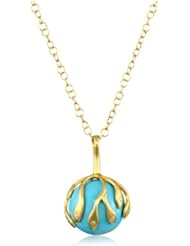 Lauren Harper Collection Archipeligo Blue 18k Gold, Turquoise and Diamond Round Pendant Necklace