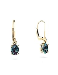 Created Alexandrite 14kt Yellow Gold Lever Back Earrings