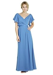 V-neck Lace-Up Chiffon Mother-of-the-Bride Dress 