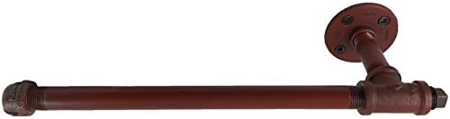 Urban Industrial Decor Pipe Paper Towel Holder Wall Mount (Rustic Red)