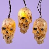 Set of 10 Battery Operated Rotting Skull Musical Novelty Halloween Lights