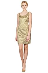 Acetate/Metallic/Polyester Jacquard Beaded Cocktail  Dress