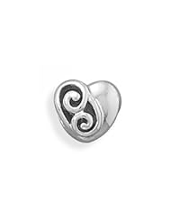 MMA Silver - Swirl Design Heart Bead