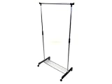 SINGLE CLOTHES TIDY HANGING RAIL STORAGE ON CASTORS