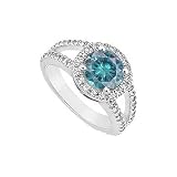 Blue Diamond Engagement Ring : 14K White Gold - 1.25 CT Diamonds
