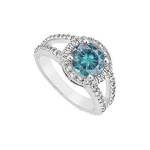 Blue Diamond Engagement Ring 14K White Gold 1.25 CT Diamonds Blue Diamond Engagement Ring 14K White Gold 1.25 CT Diamonds