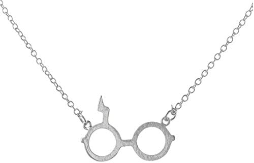 2016 New Fashion Brushed Harry Necklace Lightning Glasses with Scar Jewelry Necklace for Women Party Gifts(SILVER)