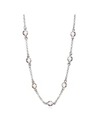 Two Tone White CZ Necklace in White & Rose Gold-36"