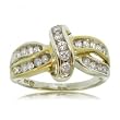 Genuine 1/2CT Diamond Ribbon Ring in Two Tone White & Yellow Gold