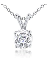 0.74 Carat (ctw) 14k White Gold Round Diamond Solitaire Pendant