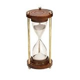 Hourglass Sand Timer Antiques Finished Nautical Brass Wood Egg Timer 7h, 3w