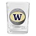 Square glass shot features a basketball appliqu? with domed inset. Shot is approx 2 3/8IN tall. Applique is approx 1 inch across.