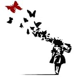 Banksy - BUTTERFLY GIRL framed canvas art print 25cm x 25cm (10inch x 10inch) Ready to hang