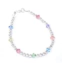 Kids Beautiful 925 Sterling Silver Colorful Swarovski Crystal Beaded Bracelet 5.5 Inches