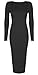 Baleza Women's Inspired Long Sleeve Bodycon Midi Calf Length Dress S/M 8-10 Black