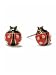 Betsey Johnson Red Ladybug Stud Earrings with CZ Crystal Accents