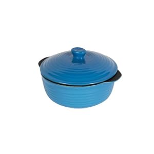 Pinnacle Ceramic Non-Stick Bakeware, 1.5 Quart Round Baker with Lid, Blue