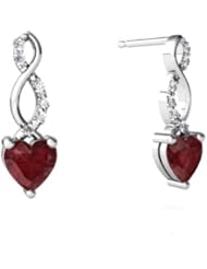 Genuine Ruby 14kt White Gold Earrings