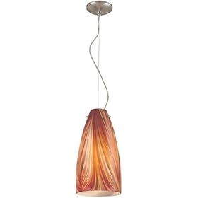 Pendant Lite, Mixed Orange Glass Shade, Type A 100W