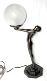 Art Deco Nude Lady Table Lamp Statue Bronze Woman