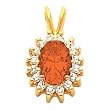 14K Yellow Gold Fire Opal and Diamond Pendant