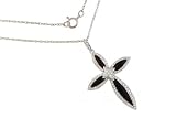 14K White Gold Black Onyx and Diamond Cross Pendant