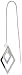 Sterling Silver Italian Threader Earrings with Diamond shape drop total length 4 1/2 Long