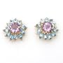 Sterling Silver Gold Plated Amethyst And Blue Topaz Earrings