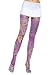 Opaque Sexy Tights Hosiery Leg Wearwith Retro Multi Color Print Image