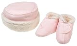 Faux Suede Roll Brim Hat & Booties Set - Pink: 0-6 Months