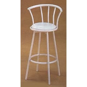 White Swivel Bar Stools with Back (Pair) 