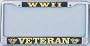World War II Veteran License Plate Frame (Chrome Metal)