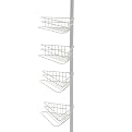 Tension Rod with 4 Baskets - White