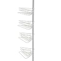 Tension Rod with 4 Baskets - White