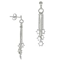 Sterling Silver .925 Star of David Charm Chain Dangle Earrings