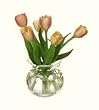 Dollhouse Miniature Glass Vase with Peach & Orange Tulips
