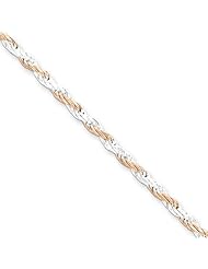 2.5mm, Rose Vermeil, Two-Tone Rope Chain, 20 inch