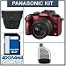 Panasonic Lumix DMC-G2R Micro System Digital SLR Camera - Red - with 14mm - 42mm f/3.5-f/5.6 Lens, 8GB SD Memory Card, Camera Case, USB 2.0 SD Card Reader