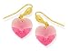 9ct Gold Pink Crystal Heart Hookwire Drop Earrings