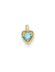 14k Yellow Gold December Birthstone Heart Charm
