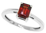 1.00ct Emerald Cut Garnet Ring in 14Kt White Gold