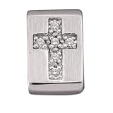 14K White Gold Diamond Cross Pendant Slide