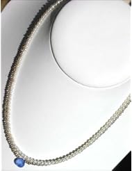 Dual strand Pearl, Silver and Blue Chalcedony