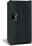 Frigidaire FRS6HF6JB 26.0 cu. ft. Side-by-Side Refrigerator with 3 Glass Shelves, 1 Humidity Controlled Crisper and External 4 Button Ice/Water Dispenser: Black