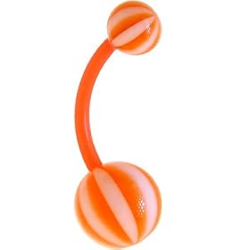 FLEXI Belly Ring - Mandarin Beach Ball by Beach Ball Belly Button Rings