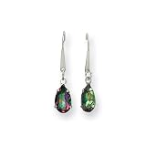 14k White Gold 8x5 Pear Mystic Fire Topaz Earrings