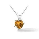 10K WG 1/100ct dtw 7mm Hrt. Citrine Pendant