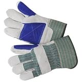 Maxam Genuine Leather Reinforced Work Gloves Stripe Twill Back Rubberized Cuff One Size Fit Most
