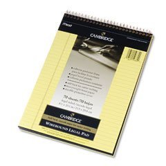 MEAD Wirebound Legal Pad, Wide Rule,70 Sheets, 8-1/2 x 11 Inches, Cyan (MEA59880)