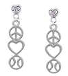 Peace - Heart - Softball - Silver Plated Mini Heart Charm Earrings [Jewelry]